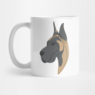 Great Dane - one line drawing with colour Mug